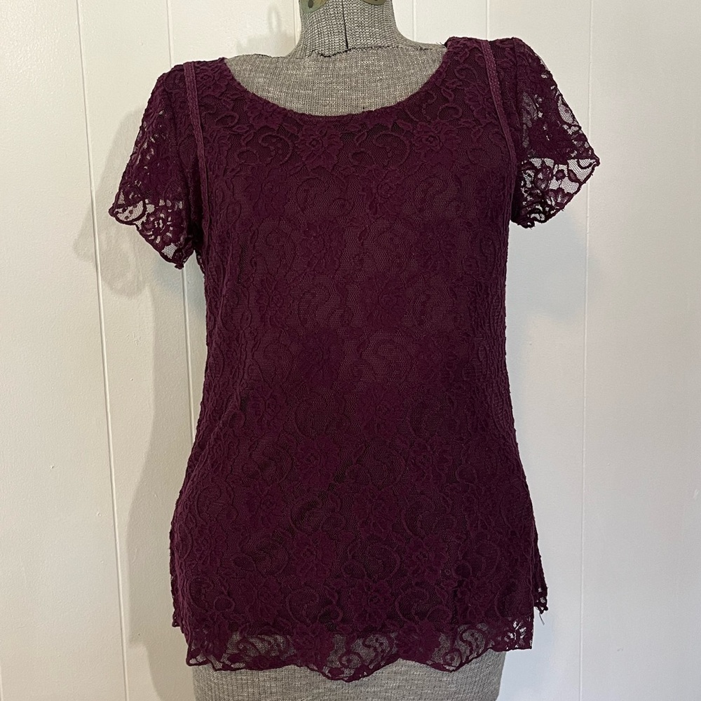 Maurice’s Maroon Lace Shirt Size Large